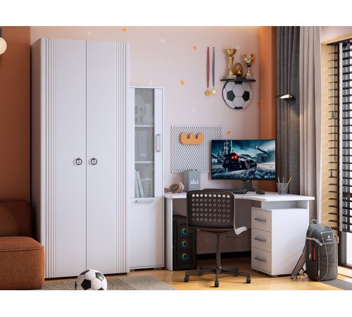 Стол компьютерный Лайт-2 угловой, белый/белый