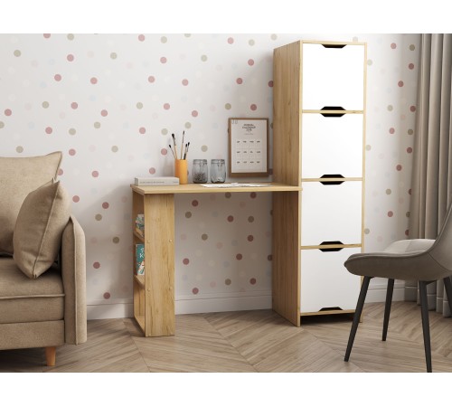 Письменный стол с дверцами Юнит, крафт/белый