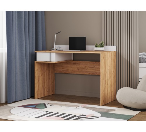 Письменный стол Джамп, дуб вотан/белый гладкий