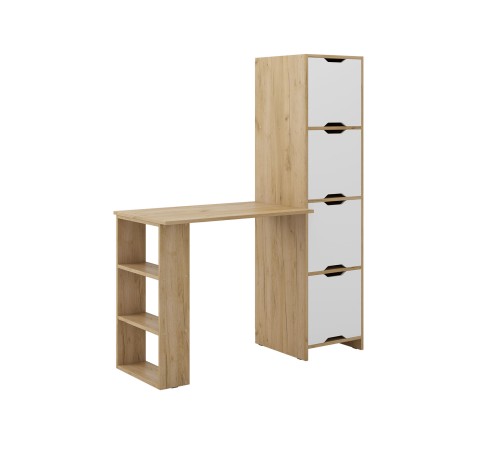 Письменный стол с дверцами Юнит, крафт/белый