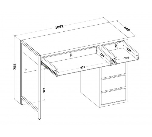 00-00016617 Письменный стол Алтай М / СПМ-962, правый, дуб делано