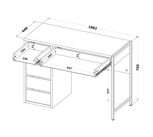 00-00016616 Письменный стол Алтай М / СПМ-962, левый, дуб делано
