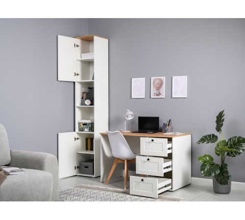 Письменный стол Остин 12.159, белый шагрень/дуб золотой