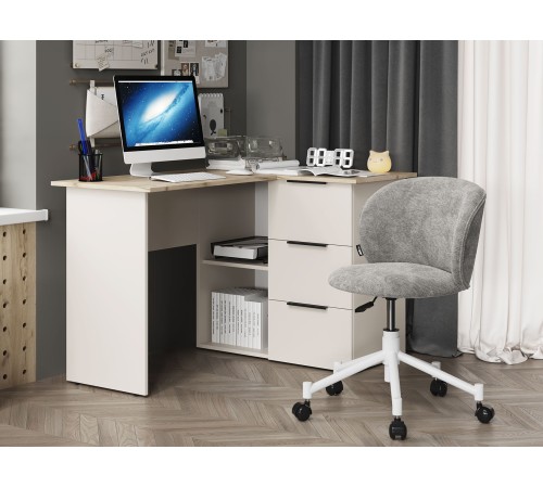 АЕ5 029 Стол письменный угловой Бохо, кашемир/дуб крафт серый