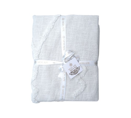 7019 Плед/Покрывало с элементами тафтинга, 180х200 см, белый