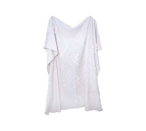 7019 Плед/Покрывало с элементами тафтинга, 180х200 см, белый