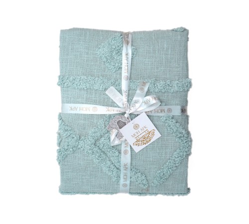 7018 Плед/Покрывало с элементами тафтинга, 180х200 см, голубой