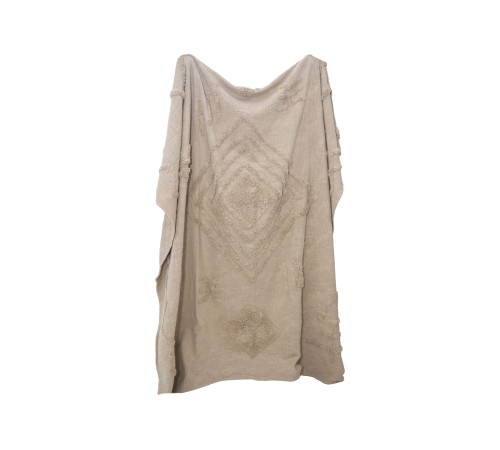 7020 Плед/Покрывало с элементами тафтинга, 180х200 см, бежевый