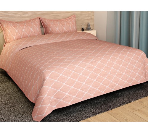 3977A Комплект Покрывало/2 чехла для подушек, стеганые, персик