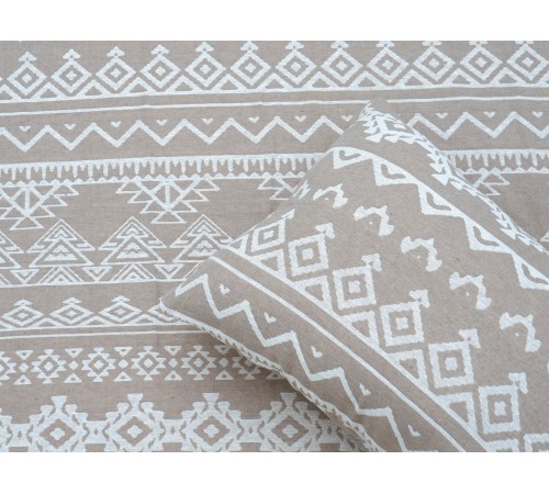 05A Комплект Покрывало/2 чехла для подушек, постельные, бежевый/белый