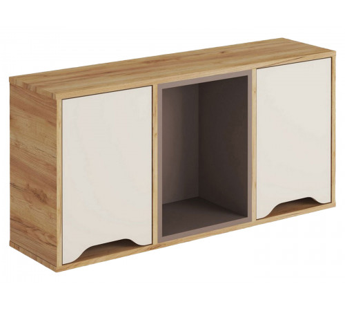 Полка Рич, дуб крафт золотой/миндаль/глиняный серый