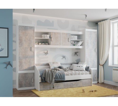 Детская полка Паскаль, белый/цемент светлый Детская полка Паскаль, белый/цемент светлый