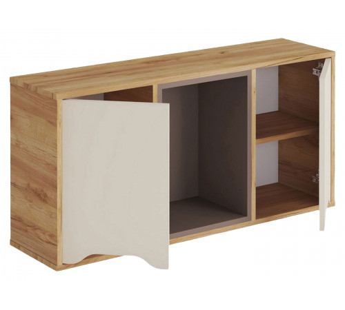 Полка Рич, дуб крафт золотой/миндаль/глиняный серый