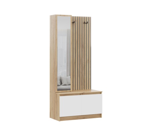 Прихожая Бостон Лайт 2, дуб крафт золотой/белый гладкий