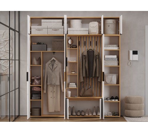 Прихожая Сандра 6, крафт/белый Прихожая Сандра 6, крафт/белый