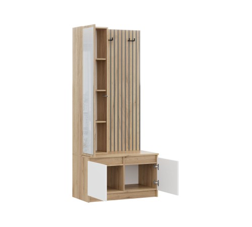 Прихожая Бостон Лайт, дуб краф золотой/белый гладкий