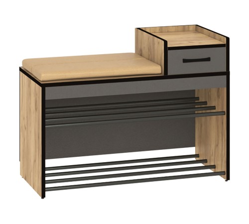 Прихожая Ольга 7, дуб крафт золотой/темно-серый/люкса бренди экокожа