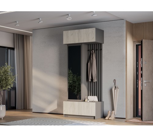 Прихожая Багира ПР-03, графит/крафт белый