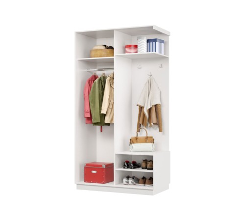 Прихожая-купе Маршал МИНИ 01 левая 220х100х45 (каркас белый 07, фасад 01 зеркало бронза ЗБ), профиль чёрный муар 07