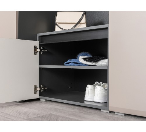 Прихожая Сидней 2, антрацит/веллюто капучино/черный/зеркало