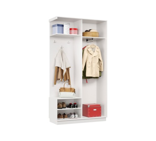 Прихожая-купе Маршал МИНИ 01 левая 220х100х45 (каркас белый 07, фасад 01 зеркало бронза ЗБ), профиль чёрный муар 07