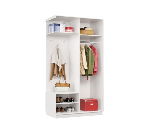 Прихожая-купе Маршал МИНИ 01 левая 220х100х45 (каркас белый 07, фасад 01 зеркало бронза ЗБ), профиль чёрный муар 07