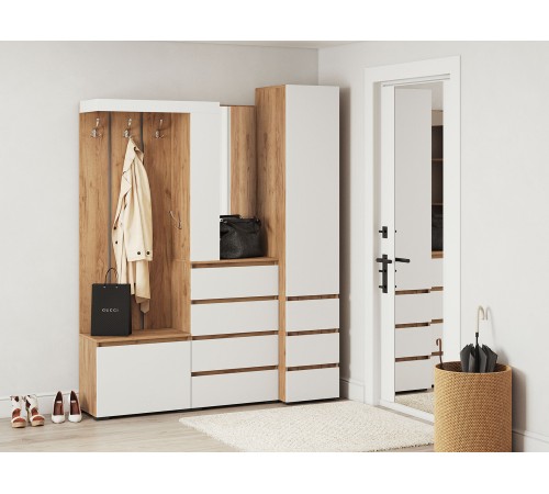 Прихожая Хелен, белый/дуб крафт золото