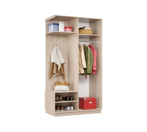 Прихожая-купе Маршал МИНИ 01 левая 220х100х45 (каркас белый 07, фасад 01 зеркало бронза ЗБ), профиль чёрный муар 07