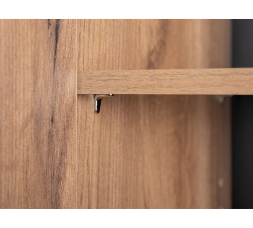 Прихожая Гранд 2, дуб крафт табачный/черный металл/черный кожзам