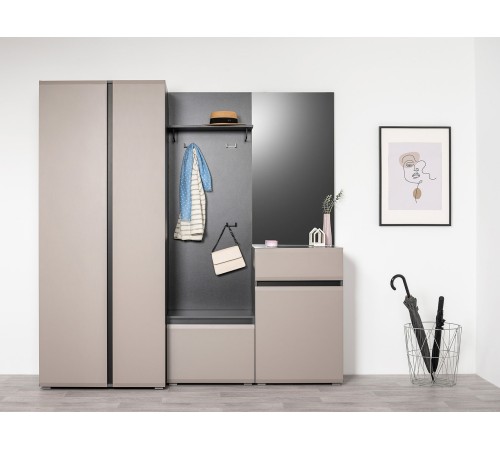 Прихожая Сидней 2, антрацит/веллюто капучино/черный/зеркало