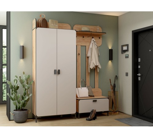 Прихожая Жаклин 1, дуб крафт золотой/кашемир серый