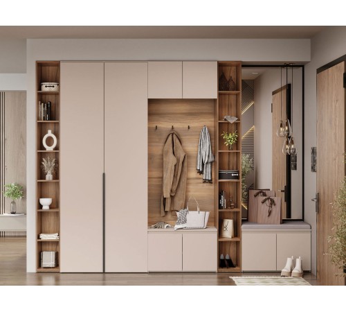 Прихожая Лаура 4, кашемир серый/дуб барокко