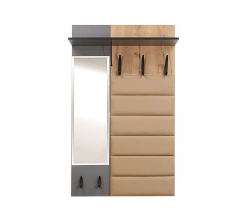 Прихожая Ольга 7, дуб крафт золотой/темно-серый/люкса бренди экокожа