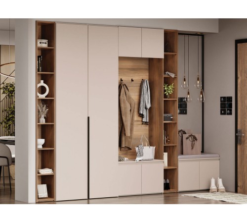 Прихожая Лаура 4, кашемир серый/дуб барокко