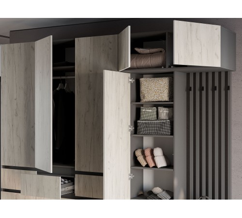 Прихожая Багира ПР-03, графит/крафт белый