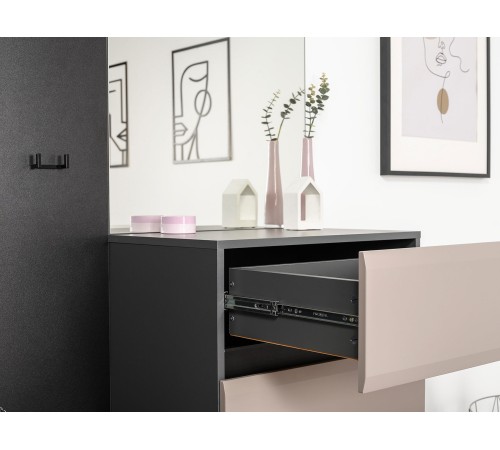 Прихожая Сидней 2, антрацит/веллюто капучино/черный/зеркало