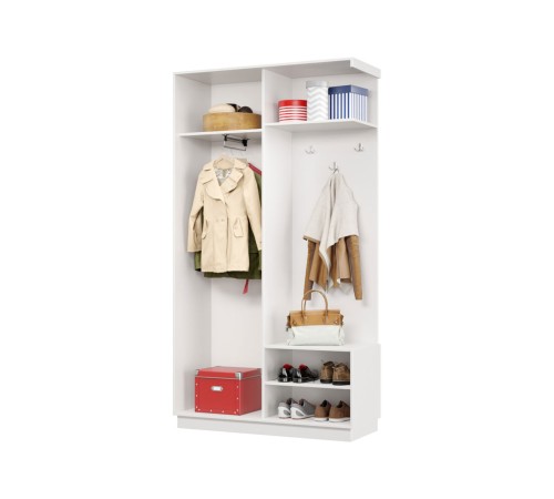 Прихожая-купе Маршал МИНИ 01 левая 220х100х45 (каркас белый 07, фасад 01 зеркало бронза ЗБ), профиль чёрный муар 07