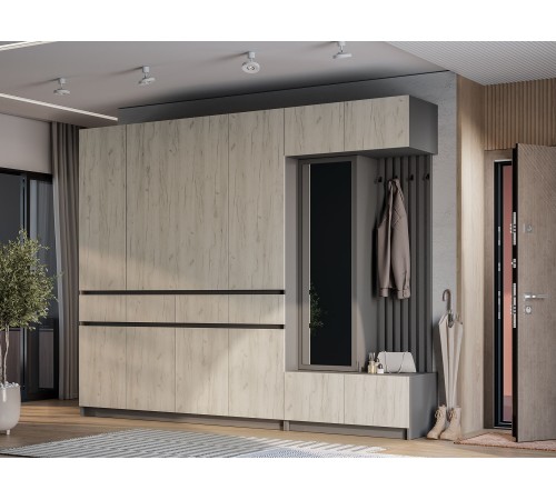 Прихожая Багира 4, графит/крафт белый