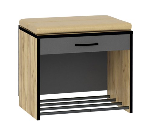 Прихожая Ольга 1, дуб крафт золотой/темно-серый/люкса бренди экокожа