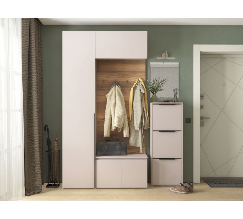 Прихожая Лаура 3 без зеркала, серый кашемир/дуб барокко