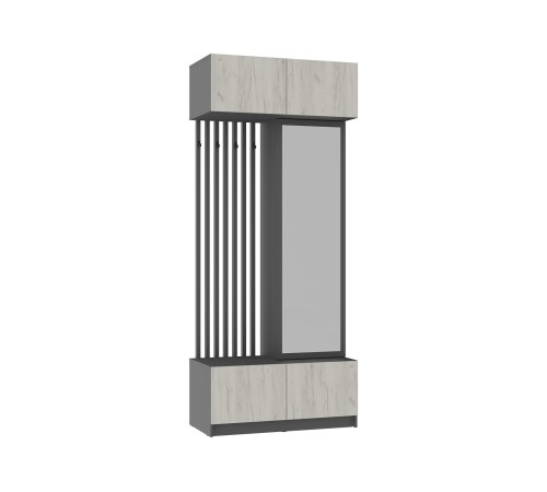 Прихожая Багира ПР-03, графит/крафт белый