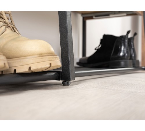 Прихожая Гранд N, дуб крафт табачный/черный металл/черный кожзам