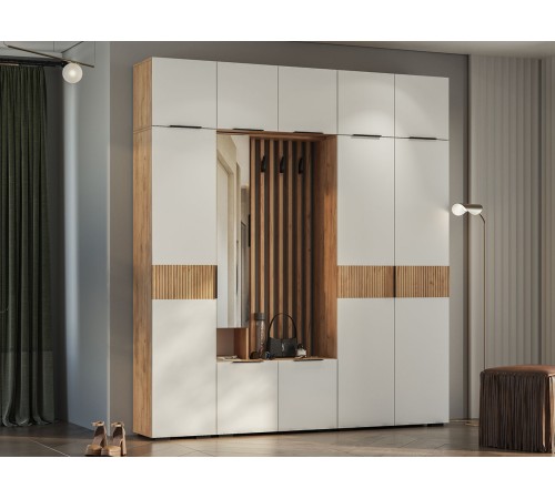 Прихожая Сандра 6, крафт/белый Прихожая Сандра 6, крафт/белый