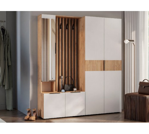 Прихожая Сандра 5, крафт/белый Прихожая Сандра 5, крафт/белый