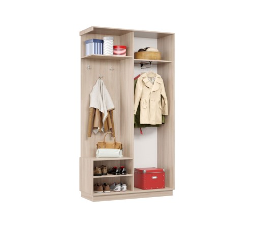 Прихожая-купе Маршал МИНИ 01 левая 220х100х45 (каркас белый 07, фасад 01 зеркало бронза ЗБ), профиль чёрный муар 07