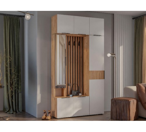 Прихожая Сандра 2, крафт/белый Прихожая Сандра 2, крафт/белый