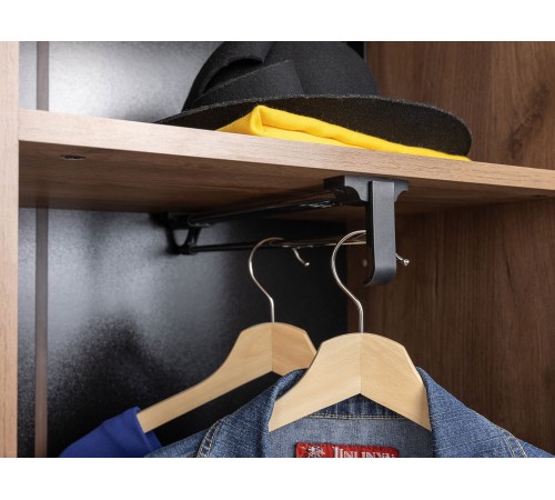 Прихожая Гранд 2, дуб крафт табачный/черный металл/черный кожзам