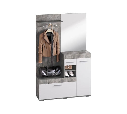 Прихожая Инстайл 3, бетон/белый