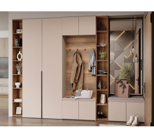 Прихожая Лаура 4, кашемир серый/дуб барокко