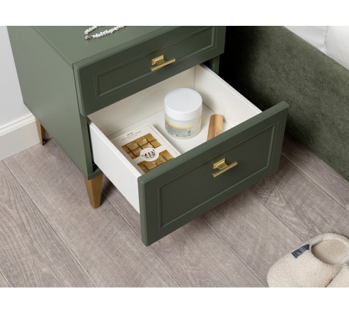 Тумба прикроватная Марион 16.14, дымчатый Зеленый/олива шагрень/белый шагрень